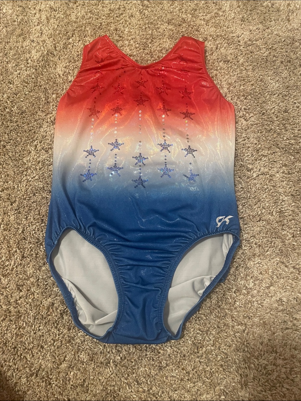 GK Red White Blue Ombre Star Sequin Leotard AS